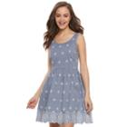 Juniors' So&reg; Embroidered Fit & Flare Dress, Girl's, Size: Xs, Blue