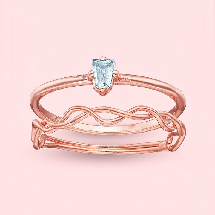Lc Lauren Conrad Twist Ring Set, Women's, Size: 7, Blue