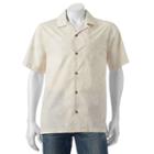 Men's Caribbean Joe Classic-fit Convertible-collar Tropical Button-down Shirt, Size: Small, Dark Beige