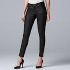 Women's Simply Vera Vera Wang Coated Skinny Jeans, Size: 10, Black