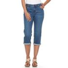 Women's Croft & Barrow&reg; Cuffed Capri Jeans, Size: 16, Med Blue