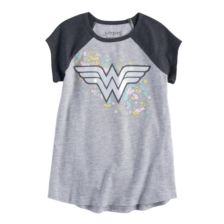 Girls 4-10 Jumping Beans&reg; Dc Comics Wonder Woman Iridescent Raglan Graphic Tee, Size: 5, Light Grey