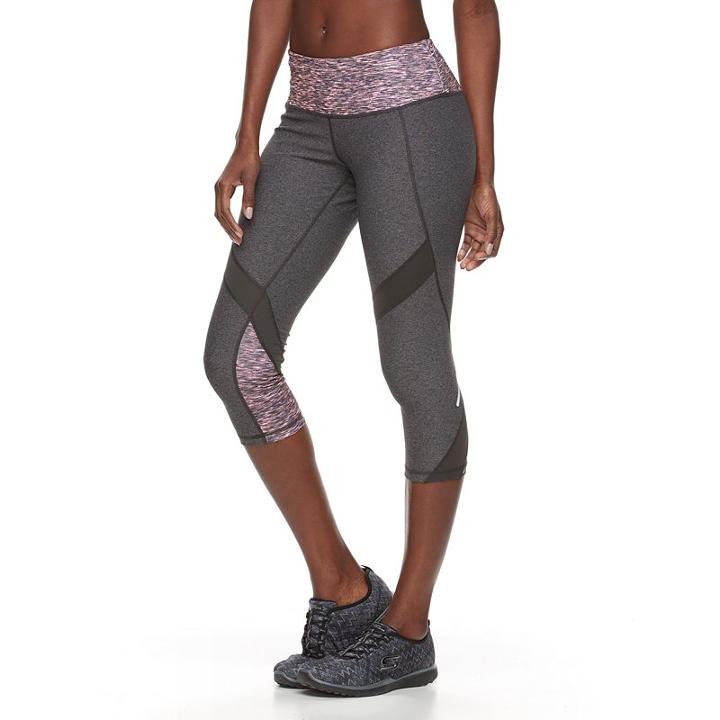 Petite Tek Gear&reg; Power Mesh Capri Workout Leggings, Women's, Size: M Petite, Lt Orange