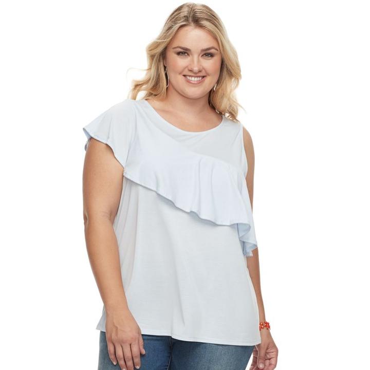 Plus Size Apt. 9&reg; Asymmetrical Flounce Tank, Women's, Size: 0x, Brt Purple