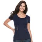 Women's Rock & Republic&reg; Lace-up Corset Top, Size: Medium, Dark Blue