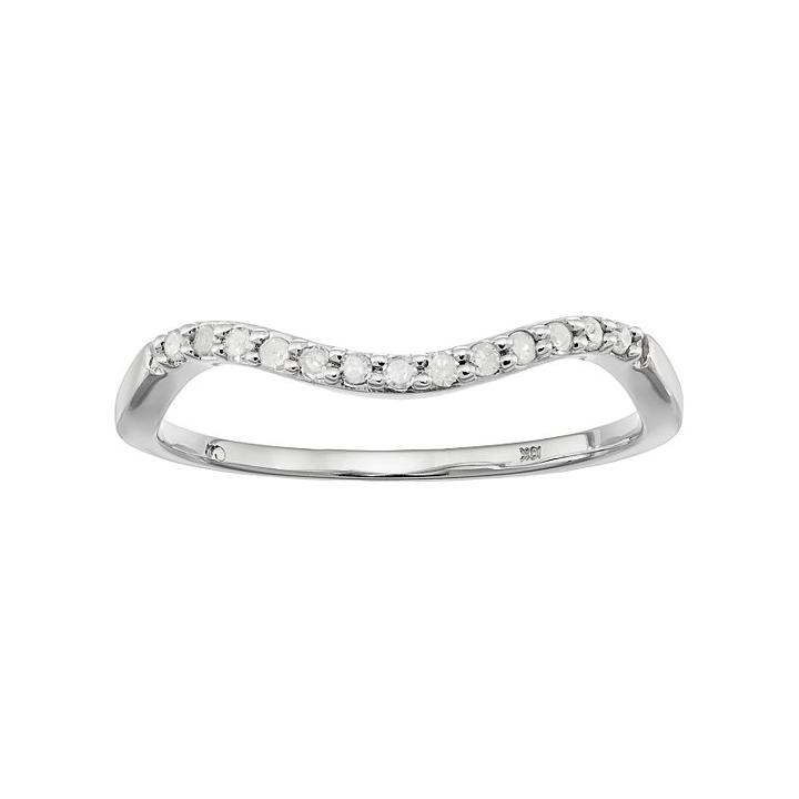 10k White Gold 1/10 Carat T.w. Diamond Wave Ring, Women's, Size: 6