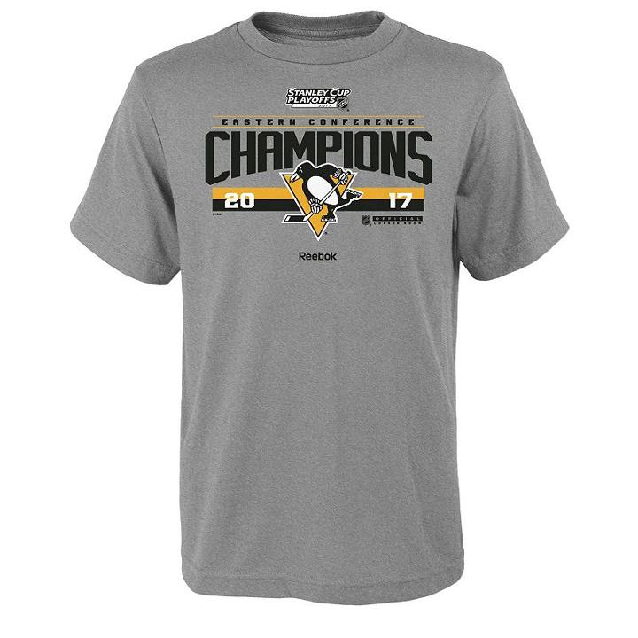 Boys 8-20 Reebok Pittsburgh Penguins 2017 Conference Champions Locker Room Tee, Boy's, Size: L(14/16), Grey