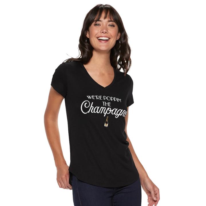 Women's Apt. 9&reg; Bridal Graphic Tee, Size: Xs, Black