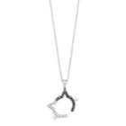 Two-tone Sterling Silver 1/10 Carat T.w. Cat Necklace, Women's, Size: 18, Black