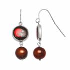 Cleveland Browns Dyed Freshwater Cultured Pearl Stainless Steel Team Logo Drop Earrings, Women's, Brown