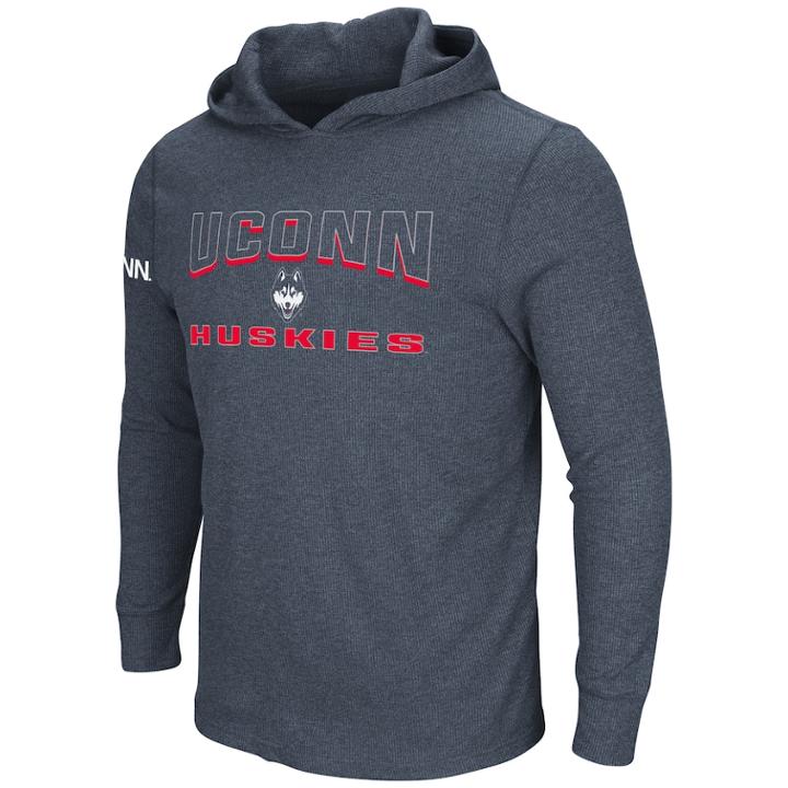 Men's Uconn Huskies Thermal Hooded Tee, Size: Large, Dark Blue