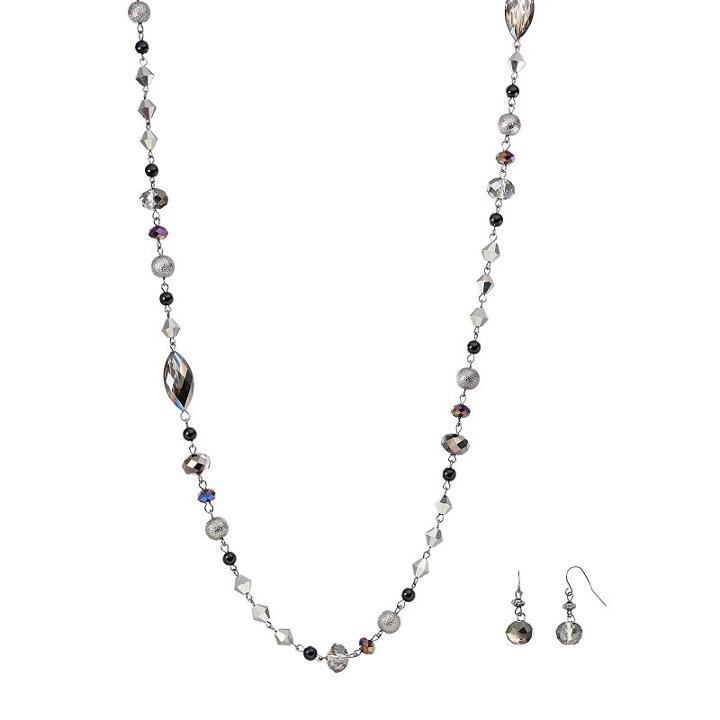 Croft & Barrow&reg; Beaded Long Necklace & Drop Earring Set, Women's, Oxford