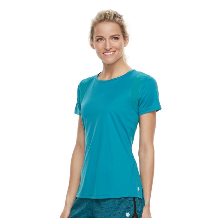 Women's Tek Gear&reg; Performance Base Layer Mesh Panel Tee, Size: Medium, Turquoise/blue (turq/aqua)