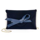 Lenore By La Regale Bow Accent Velvet Envelope Clutch, Women's, Blue (navy)