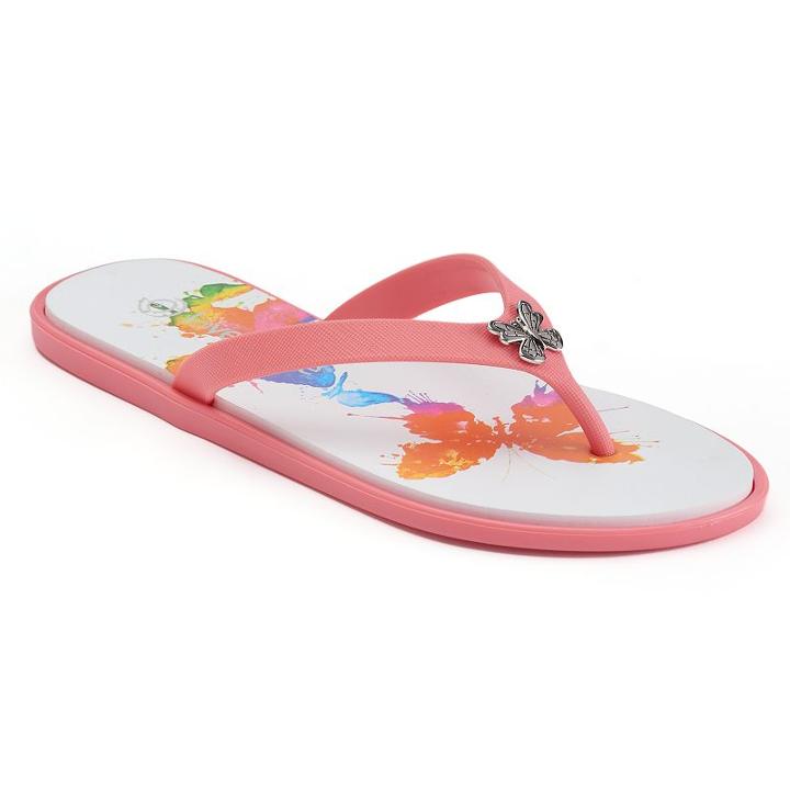 Love This Life Butterfly Print Flip Flops, Women's, Size: Small, Natural