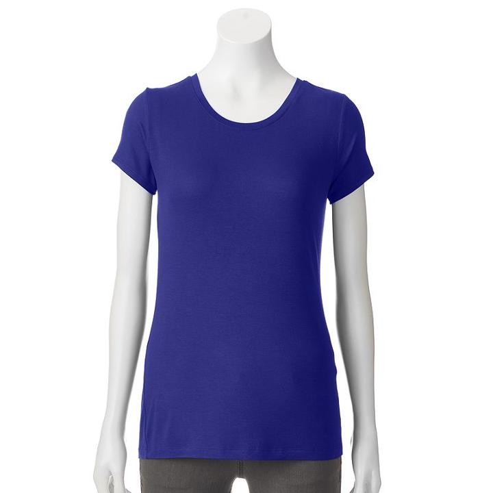 Women's Apt. 9&reg; Essential Crewneck Tee, Size: Small, Drk Purple