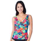 Women's Chaps Floral Ruched Tankini Top, Size: 12, Polynesian Floral