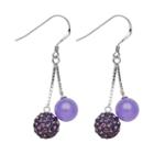 Sterling Silver Simulated Crystal And Lavender Jade Ball Drop Earrings, Women's, Purple