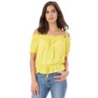 Juniors' Iz Byer Ruffle Off-the-shoulder Top, Teens, Size: Large, Dark Grey