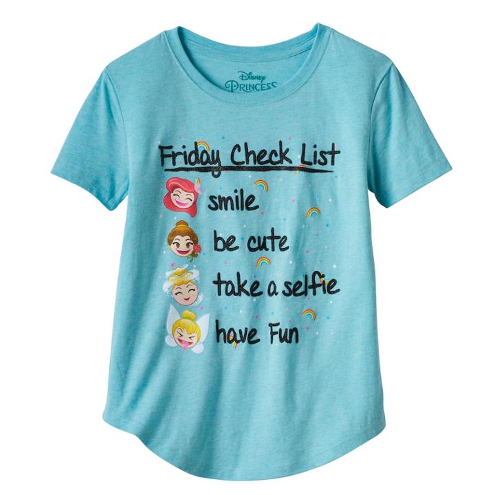 Disney Princess Girls Plus Size Friday Check List Graphic Tee, Size: Xl Plus, Purple Oth