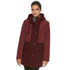 Women's Apt. 9&reg; Hooded Quilted Wool Blend Anorak Jacket, Size: Small, Dark Red