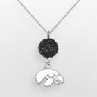 Iowa Hawkeyes Sterling Silver Crystal Logo Y Necklace, Women's, Black