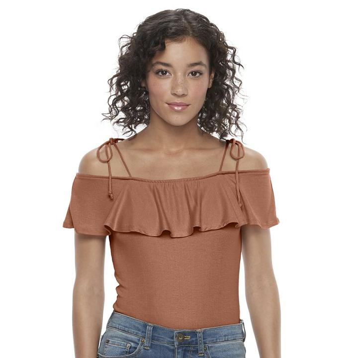 Juniors' Mudd&reg; Off The Shoulder Bodysuit, Girl's, Size: Medium, Orange