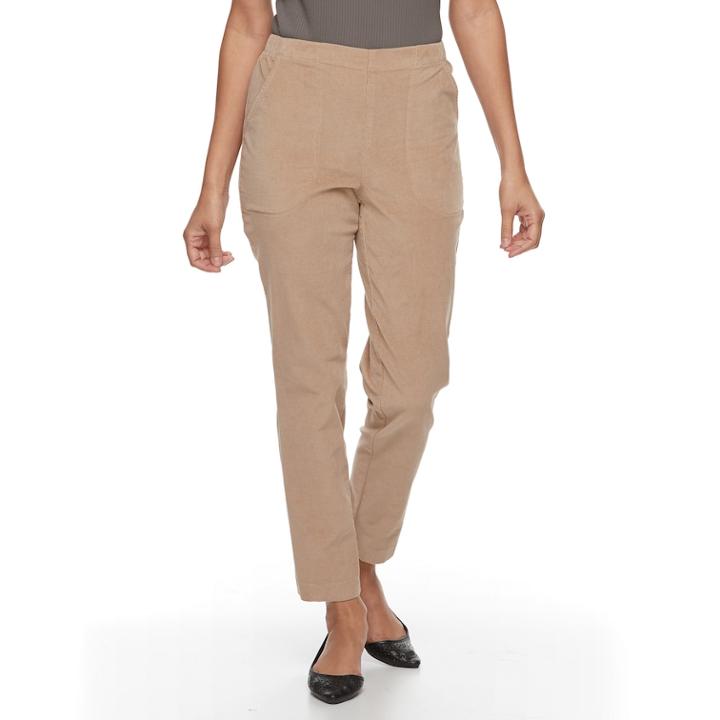 Petite Croft & Barrow&reg; Pull-on Corduroy Pants, Women's, Size: 4p-short, Med Beige