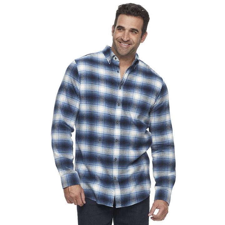 Big & Tall Croft & Barrow&reg; True Comfort Classic-fit Flannel Button-down Shirt, Men's, Size: M Tall, Brt Blue