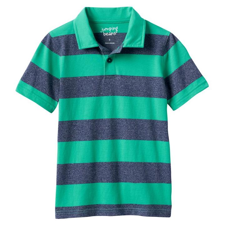 Boys 4-10 Jumping Beans&reg; Striped Polo, Boy's, Size: 6, Med Green