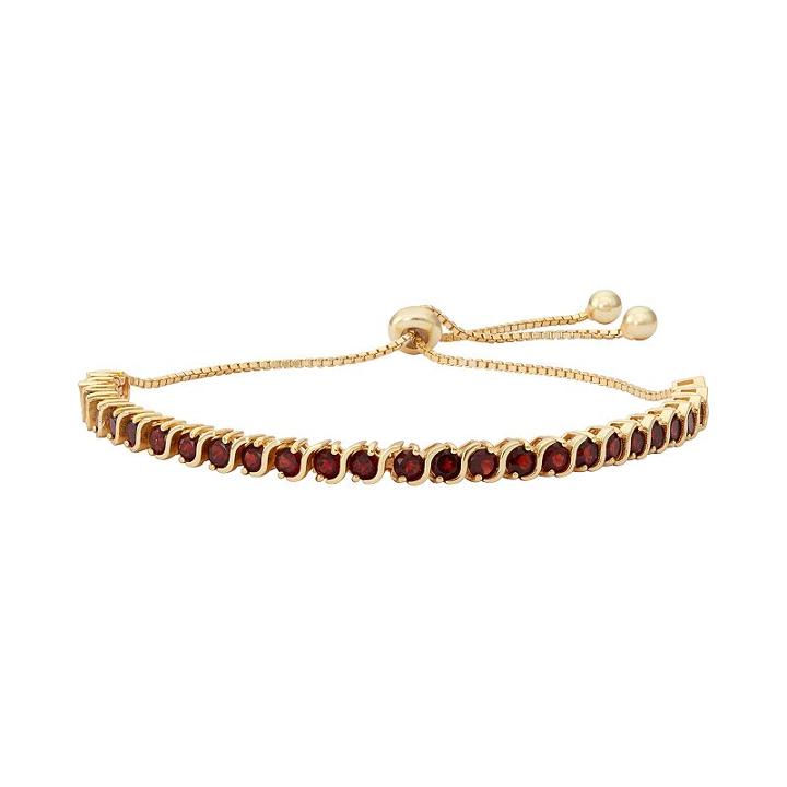 14k Gold Over Silver Garnet S-link Lariat Bracelet, Women's, Size: 9, Red