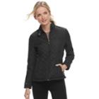 Women's Weathercast Quilted Moto Jacket, Size: Large, Black