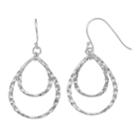 Sterling Silver Hammered Double Teardrop Earrings, Women's, Grey