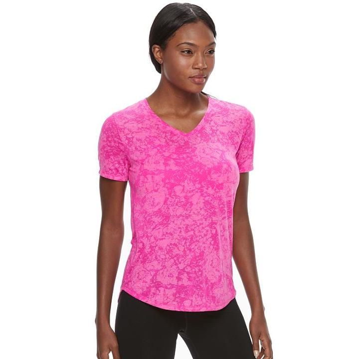 Women's Tek Gear&reg; Easy Burnout V-neck Yoga Tee, Size: Large, Dark Pink