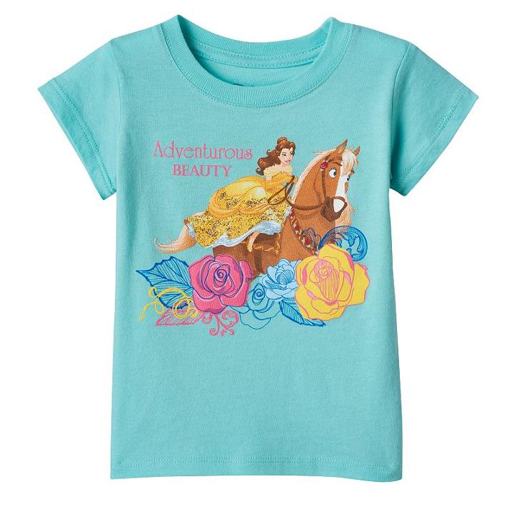 Disney's Beauty & The Beast Belle Girls 4-6x Adventurous Beauty Tee, Girl's, Size: 5, Lt Green