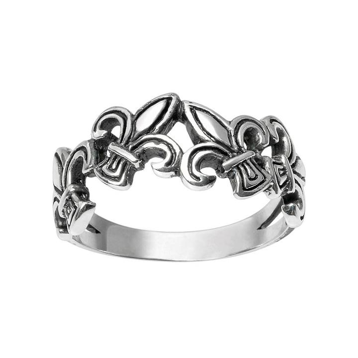 Journee Collection Sterling Silver Fleur-de-lis Ring, Women's, Size: 5, Grey