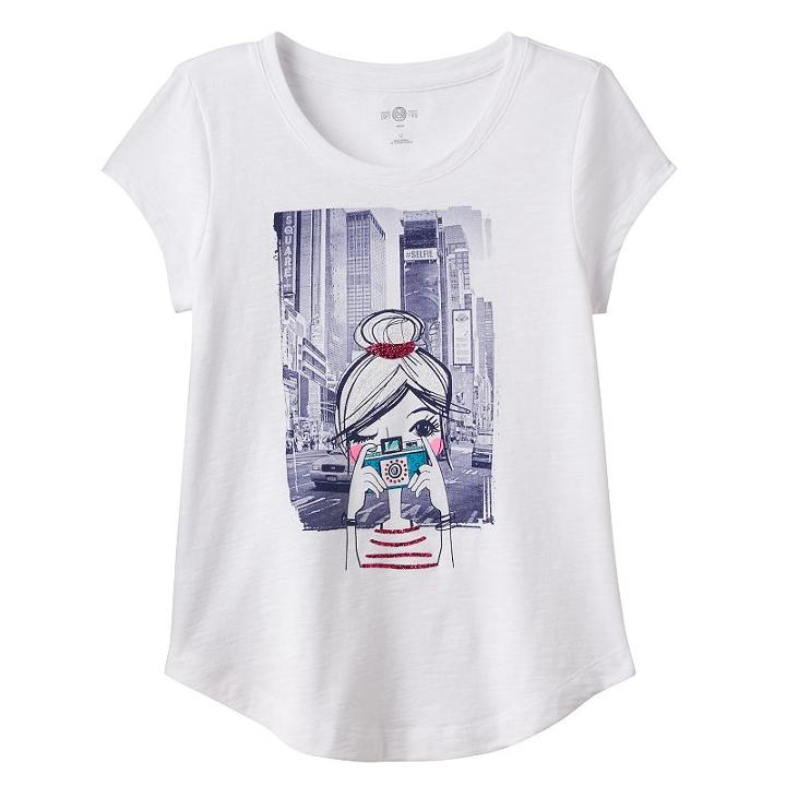 Girls 7-16 So&reg; Curved-hem Graphic Tee, Girl's, Size: 10, White Oth