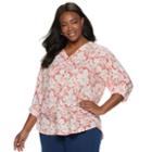 Plus Size Cathy Daniels Floral Top, Women's, Size: 1xl, Brt Orange