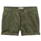 Toddler Girl Carter's Olive Green Twill Roll-cuff Shorts, Size: 3t