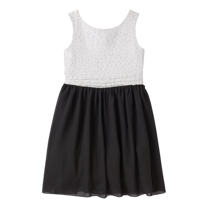 Girls 7-16 & Plus Size Speechless Glitter Dotted Skater Dress, Girl's, Size: 10, White Oth