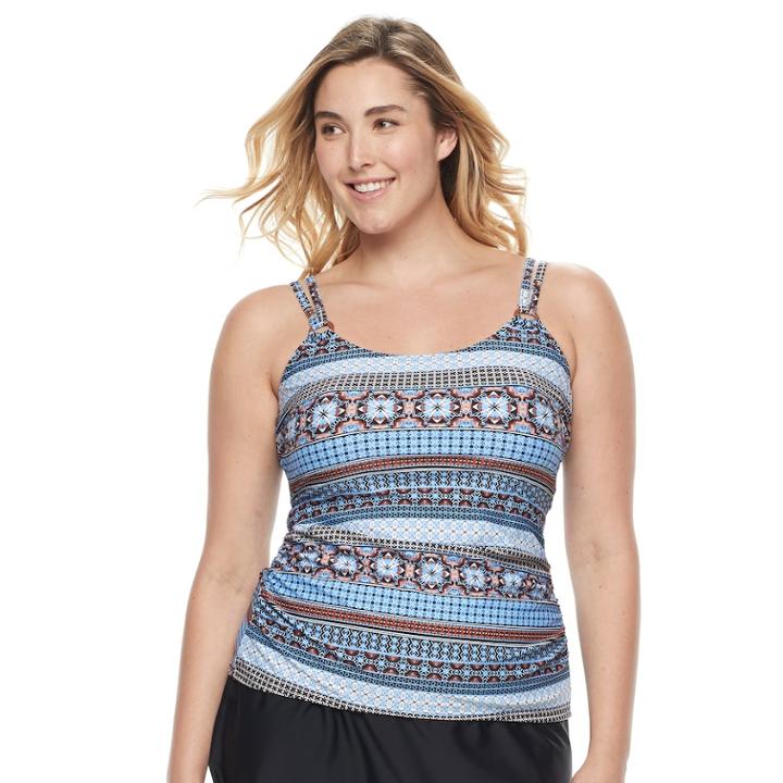Plus Size Croft & Barrow&reg; D-cup Tankini Top, Women's, Size: 26 W, Med Blue