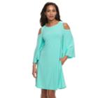 Women's Nina Leonard Oversized Sleeve Cold-shoulder Dress, Size: Xl, Lt Green