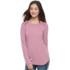 Juniors' Pink Republic Lace-up Raglan Tee, Teens, Size: Xl, Med Purple