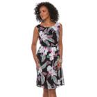 Women's Connected Apparel Floral Fit & Flare Dress, Size: 10, Dark Pink
