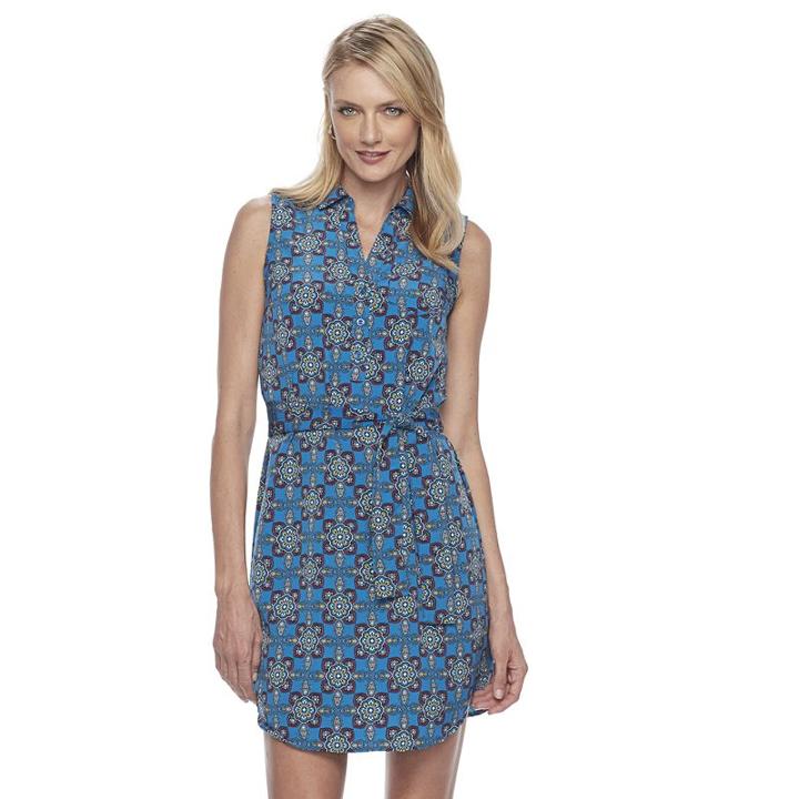 Women's Dana Buchman Sleeveless Shirt Dress, Size: Xl, Med Blue