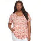 Plus Size Croft & Barrow&reg; Pintuck Scoopneck Tee, Women's, Size: 1xl, Drk Orange