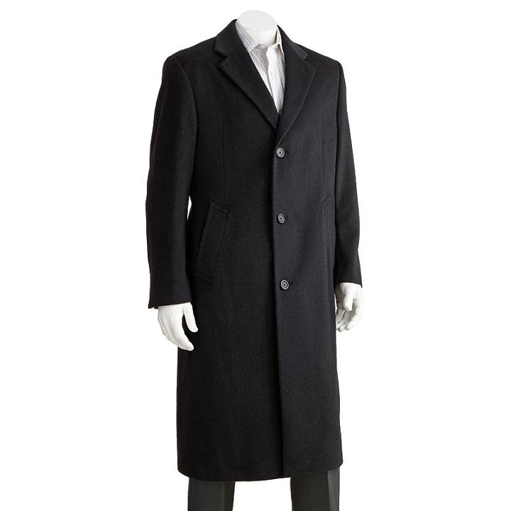 Men's Jean-paul Germain Classic-fit 45-in. Wool-blend Top Coat, Size: 44 Long, Black