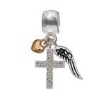 Individuality Beads Sterling Silver Angel Wing, Cross & Heart Charm, Women's, Multicolor