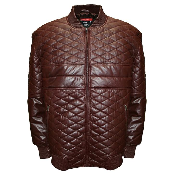 Men's Franchise Club Double Diamond Quilted Lambskin Leather Bomber Jacket, Size: Xxl, Dark Red