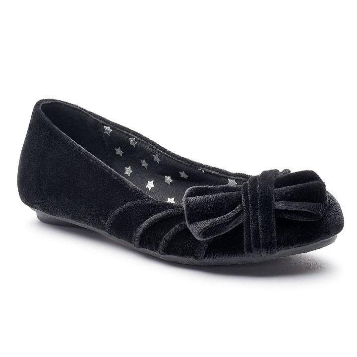 So&reg; Kirsten Girls' Velvet Ballet Flats, Girl's, Size: 12, Black